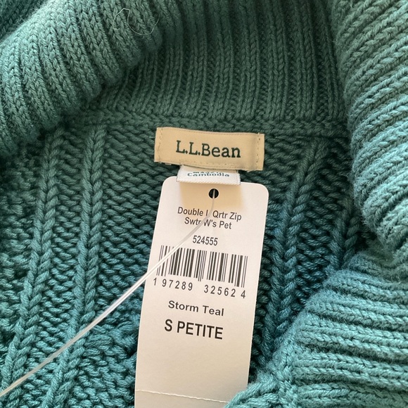 L.L. Bean Women Teal Quarter Zip Sweater - S Petite - Picture 7 of 9